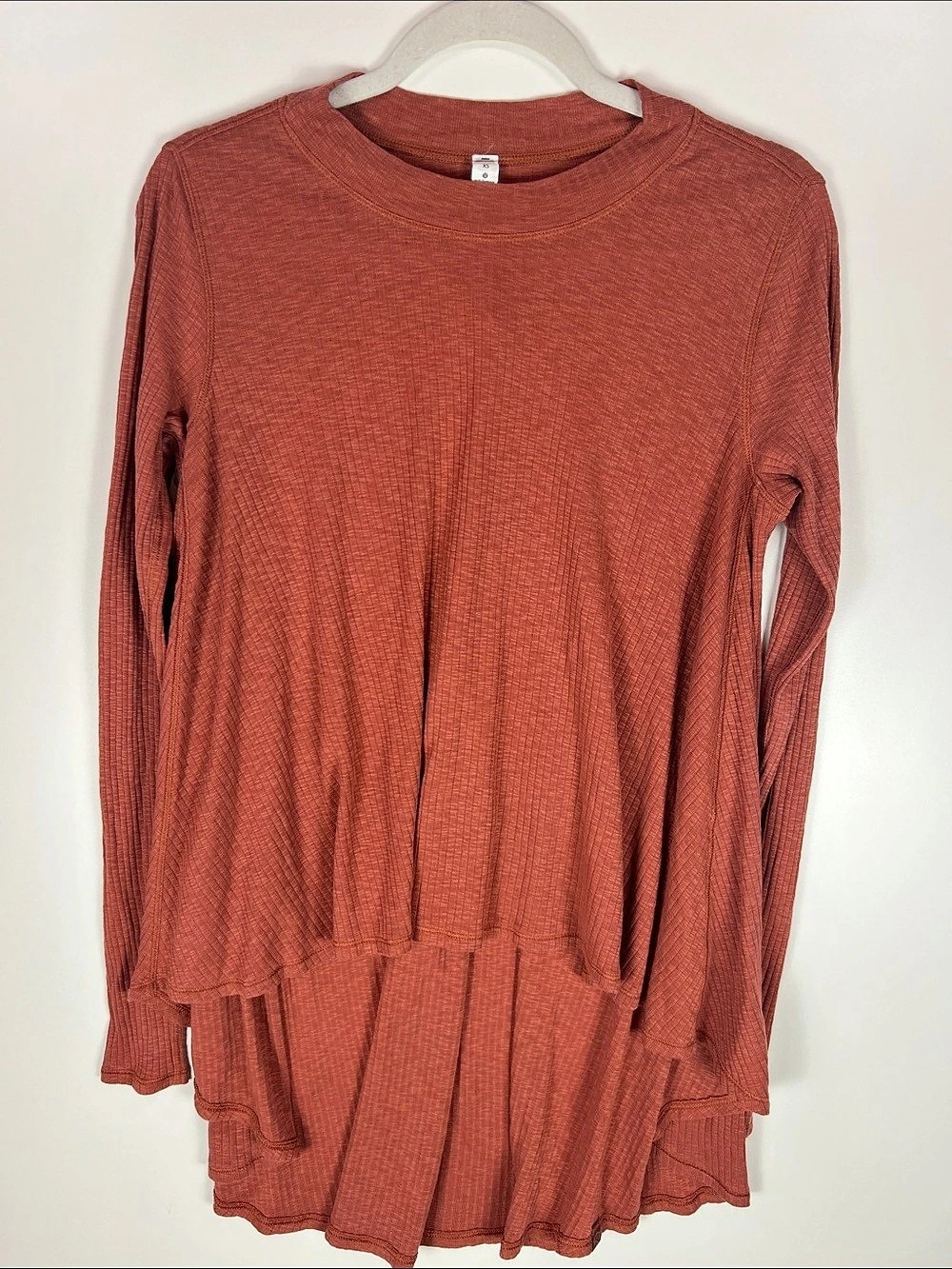 lululemon Rest Less Long Sleeve Tunic Long Sleeve Layered Hem Top in Brown Size